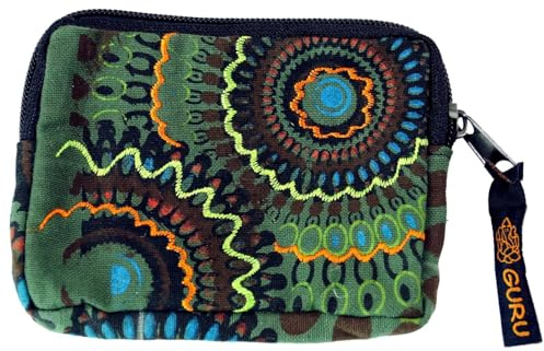 GURU SHOP Portemonnaie `Ethno Olive, Unisex - Erwachsene, Baumwolle, 8x12x2 cm