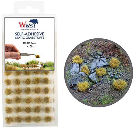 War World Scenics 100 x Mechones Autoadhesivos de Hierba Estática Muerta de 6mm – Modelismo Wargame Escenografía Ferroviario Diorama Miniatura Maqueta Manojo Césped Seguimiento Envío