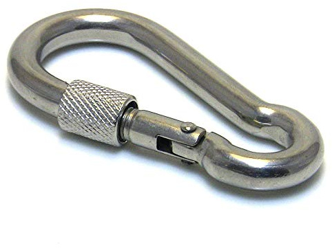 2 Stk. Karabinerhaken Edelstahl Rostfrei mit Verschluss Karabiner Niro AISI 316 V4A 50-120mm (5 x 50)