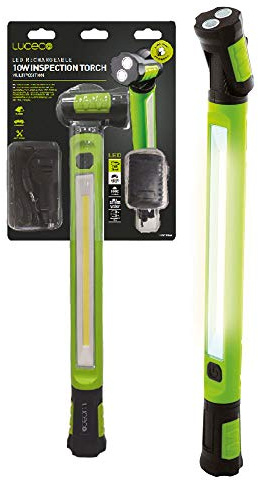 Luceco LED Rechargeable High Output Inspection Torch with USB Power Bank, 12 Volts, 10 Watts, Green and Black Aluminium