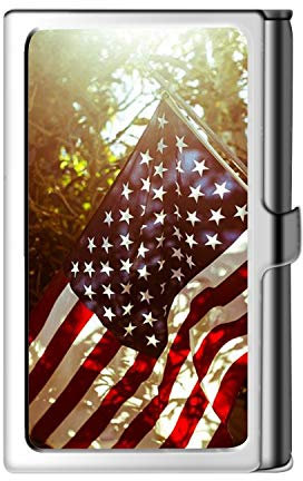 Yanteng Design Splitter Visitenkartenhalter, Metall Edelstahl Name Wallet Credit Case für Männer & Frauen-Flagge