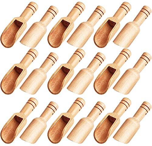 Arroyner 30 PCS Mini Wooden Spoon Mini Bamboo Spoons Small Bath Salt Spoon Small Spice Spoons for Sugar Scrubs, Spices, Bath Salts, Cooking