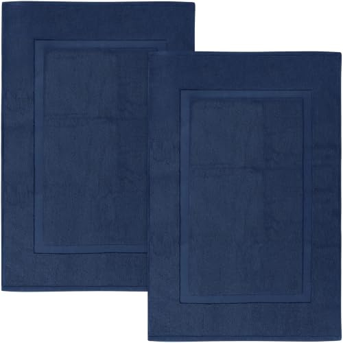 Utopia Towels Cotton Bath Mat, 21x34 in, 2 Pack, Navy Blue