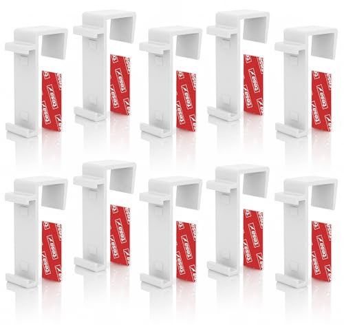KLEMMFLEX Klemmhalter kurz Nicht verstellbar, 10 Stück, für Klemmfix Rollo, Doppelrollo & Duorollo - mit original tesa Klebepad - ohne Bohren zum Klemmen und Kleben - für PVC & Holzfenster und Tür