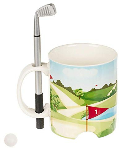 Out of the Blue Keramik Tasse Golfplatz mit Golfschläger-Stift und Golfball