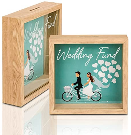 Bada Bing Spardose Hochzeitskasse Bilderrahmen Wedding Fund Holz Mint Grün Reisekasse Hochzeit Geldgeschenk Bild 20 x 20 cm Hochwertig 56 | Reisekasse Hochzeit Geldgeschenk Bild 20 x 20 cm Hochwertig 56