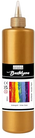 SÜDOR Acrylfarbe 500 ml – Geeignet für Acryl-Pouring. Hochpigmentierte Künstler-Malfarbe zum Bemalen auf Holz, Leinwand, Stein, Papier & Metall. Vegan (Gold (Aztec))