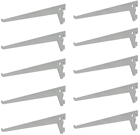 10 x siwitec Einlochträger 200 x 50 mm in Aluweiss, Regalhalter für ein Regalschienensystem