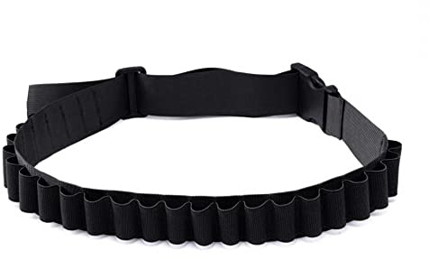 MiOYOOW 26 Schuss Patronengürtel, Schrotflintenmunitiongürtel aus Baumwolle (Cotton Canvas) und Gummi, Schwarz, für die Jagd, Wandern und taktische Aktivitäten im Freien