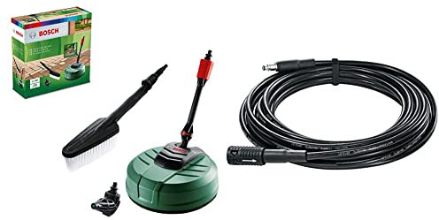 Bosch F016800611 Pressure Washer Home and Car Cleaning Kit (with patio Cleaner, wash Brush and 90 degree nozzle, in Carton Packaging) & F016800361 6m Extension Hose