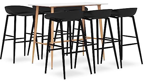 Camerina 7-TLG. Bar-Set Stehtisch Outdoor Bartisch-Set Bar MöBel Bar Outdoor Theke Garten Theke Bar Weiß und Schwarz 3057451
