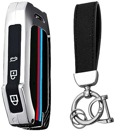 KUNIO Keyless Autoschlüsselhülle Passt für KIA Soul NQ5 NIRO xceed Sportage GT line Schlüsselhülle Metallgehäuse Schlüsselschutz 3 Tasten Schlüsselanhänger B Silber