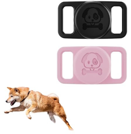 FIRSAL Kompatibel mit AirTag Hundehalsbandhalter, 2 Stück, wasserdicht, IP68, Airtag-Halter, Silikon-AirTags, Katzenhalsband, Haustierhüllen, Hundehalsbandhalter für Apple AirTag, ultra-langlebig