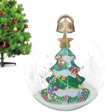 Idezek Palla di Natale Gonfiabile - Ornamenti giganti Trasparenti per Palline gonfiabili,Decorazioni per Esterni con Palline di Natale gonfiabili da 55 cm / 21,6 Pollici per Portico di Feste