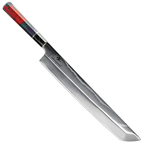Cuchillo de fileteado de sushi de salmón de 12 pulgadas VG10 Damasco de acero Japonés Cuchillos de cocina UTILIADOR CLEAVER TRANSEANDO PESCADO CUCHILLO DE SASHIMI