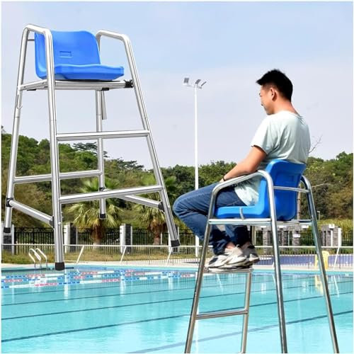AviiSo Poolleiter Edelstahl Rettungsschwimmerstühle für das Pooldeck für Wasserpark/Strand/Wettbewerb, 120 cm, 150 cm, 180 cm hoch Erhöhter Stuhl aus Edelstahl, Belastbar mit 300 kg(Size:85x100x180cm/