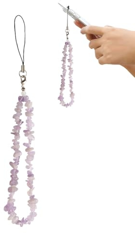 JEXOWIQ Handy Lanyard,1 pcs Handykette Lila Universal Handyanhänger Kurz Handy Schlüsselband Kristall-Steine Handyband,Handy-Anhänger, Telefon Lanyard Handschlaufe Handgelenkschlaufe Perlen Kette