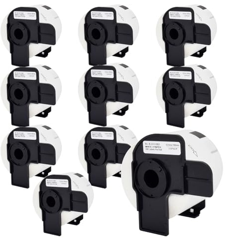 Veson – 10 rullar vita, DK-11202 DK11202 kompatibel med Brother-adressetikettrullar, 62 mm x 100 mm fraktetiketter för Brother QL etikettskrivare (300 etiketter per rulle)