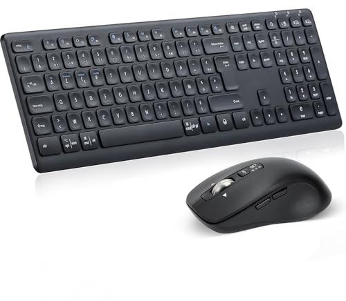 CITLLA M9300 Combinaison sans Fil Clavier et Souris, récepteur USB 2 en 1 et Deux Bluetooth, Clavier muet Multi-Appareil, pour Ordinateur, Ordinateur Portable, Bureau, Travail