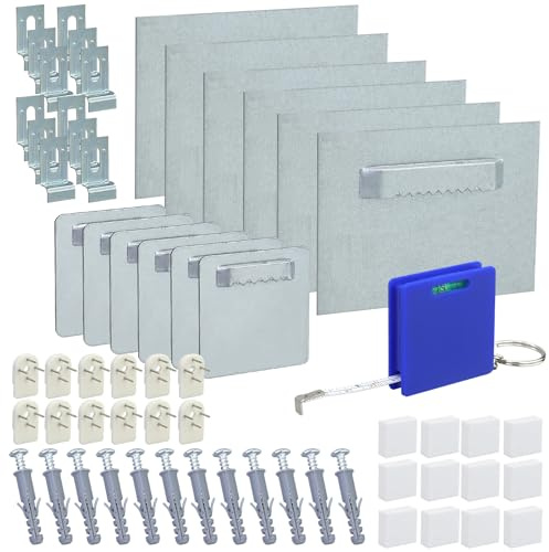 12 Stück Set Acrylglas Aufhängung, Aufhängung für Acrylglasbilder und Spiegel Extra Starker Klebefläche Alu Dibond Bildaufhänger Selbstklebend Bildaufhängung spiegelhalterung bis zu 8kg