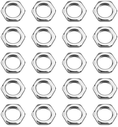 Set di 20 Dadi Esagonali M10x1 SW12, Altezza 3mm, Zincati, Molto Piatti, Filettatura Fine, Ideali per Industria delle Lampade e Dispositivi di Misurazione