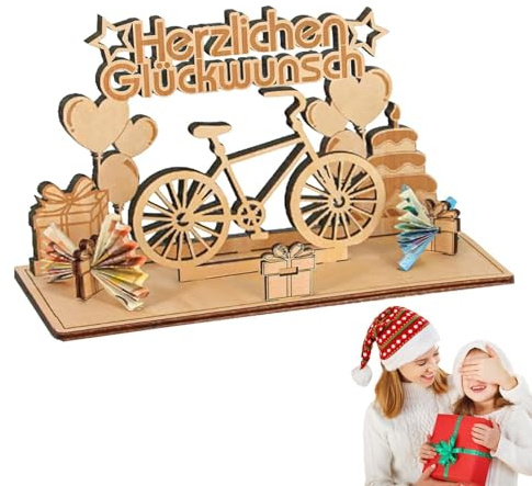 Fokroin Geburtstag Geldgeschenk Holz, Geldgeschenk, Fahrrad, Mountainbike Geschenk, Familie - Fahrrad Deko für Radfahrer, Geburtstag für Friends, Family, Lovers, Mits