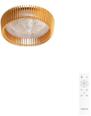 CREATE / WIND CRAFT/Deckenventilator Weiß Helles Holz mit Fernbedienung / 20W, Programmierbar, Ø58cm, 6 Geschwindigkeiten, 3 Lichttemperaturen, richtbare Flügel, Sommer-Winter-Funktion