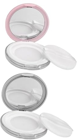 Veemoon 2piezas Caja Para Polvos Sueltos Ultrafinos Con Espejo Organizador De Cosméticos Recargable Envase Vacío Para Polvos Con Borla Para Maquillaje De Viaje Para Mujer y Niña