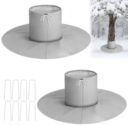 NICEWAT 2 Stück Winterschutz Für Palmen Wurzel, Winter Palmenwurzelschutz Frostschutz bis 34cm Durchmesser, Olivenbaum Winterschutz mit 4 Ankern, Winterschutz Pflanzen Außen für Pflanzen Bäume,Ø 100cm
