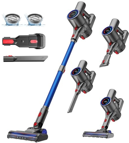 VersLife Z8 Cordless Vacuum Cleaner, 40kPa/500W Cordless Vacuum, LED Display, 6-in-1 Stick Vacuum with Green LED, 6-Stages Filtration, Self-Standing for Pet Hair Hard Floor Carpet