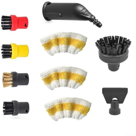 10 accessori per pulitore a vapore KARCHER spazzole rotonde ugelli di estensione più per parti di ricambio premium per pulitori a vapore (tuta a vapore L)