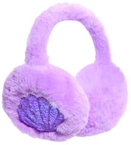 IHCEMIH Orejeras para niñas y mujeres, orejeras de felpa mullida, ajustables, con lentejuelas de estrella, accesorios de invierno, calentadores de orejas suaves, para correr, esquí, cubiertas de