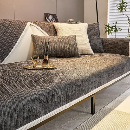 VFDC Sofabezug L Form 1 2 3 4 Sitzer, Sofa Überzug Ecksofa, Couch Überzug Hund Katze, Sofaschoner rutschfest, Sofaüberwurf Waschbar, Dunkelgrau, 90 * 160cm