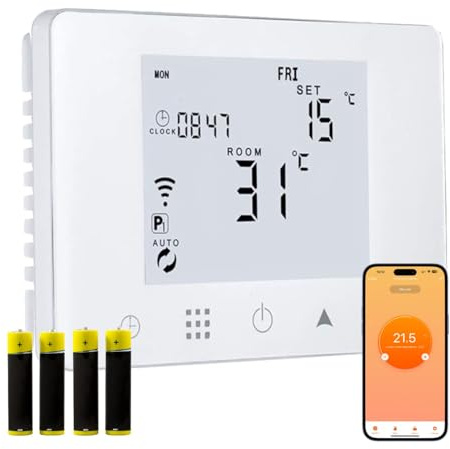 CRONOTERMOSTATO WIFI A BATTERIE PROGRAMMABILE TERMOSTATO CALDAIA SMARTPHONE APP ALEXA DA PARETE O BOX 503 (solo Termostato)