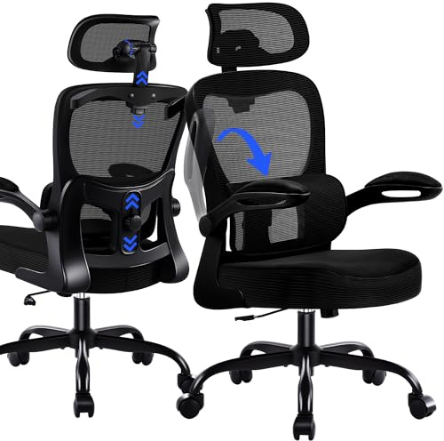 Coscendo Ergonomischer Bürostuhl mit Lendenstütze bis 150 kg, Schwarz | Atmungsaktive Netzbespannung, verstellbare Kopfstütze, höhenverstellbar, ideal für Büro und Homeoffice