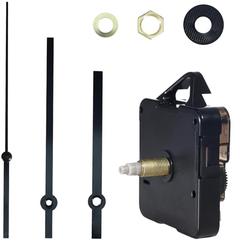 Meccanismo Orologio da Parete Silenzioso con Lancette, 24mm Lunghezza Albero 15mm Filetto, Movimento Orologio da Parete al Quarzo per Fai da Te Riparazione, Include Lancette Ore 83mm Minuti 113mm Seco