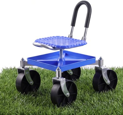 Gartensitz mit Rollen, Garten Rollsitz Gartenhocker, 360° Drehbarer