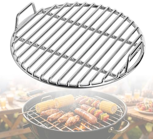 FARYODI Parrilla de 35 cm de diámetro de acero inoxidable, redonda, rejilla inoxidable para barbacoa esférica, soldada duradera, fácil de limpiar y calentamiento uniforme para jardín, camping y picnic