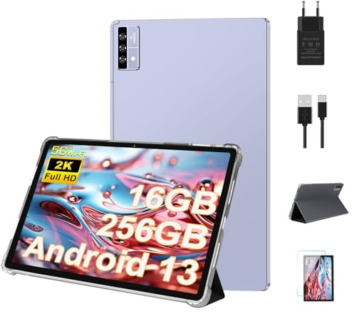 2026 Tablet 11 Pollici Android, 16GB RAM+256GB ROM/TF 1TB, 2K FHD Schermo 2000*1200, Batteria 8600mAh, Octa-Core, 5MP+13MP+2MP, 4 Altoparlantis, GPS, 5G Wi-Fi, BT 5.0, Tablet con Custodia - Grigio