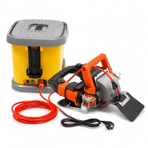 Fresadora de pared con ranura de 5200 W, fresadora eléctrica de pared con guía láser, depósito de agua y 5 hojas de sierra, máquina ranuradora para hormigón, ladrillo, granito, mármol, azulejos