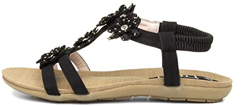 Lilley Stella Womens Black Flower Crochet Sandal - Size 4 UK - Black