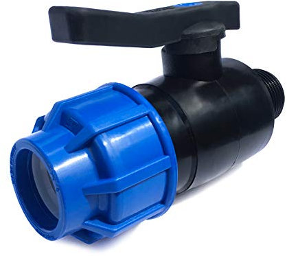 Valvola a Sfera, a Compressione Maschio 20mm x 1/2, Ideale per connettere Tubi in Polietilene PEBD, PEMD, PEAD, PPR, per Acqua Potabile, Made in Italy, PN 16 Bar
