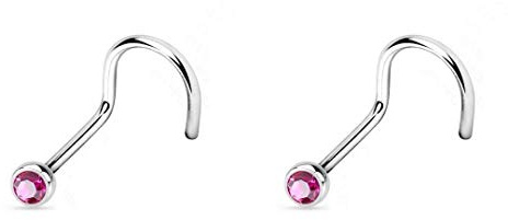 Titan Nasenpiercing Stecker | 2er SET Nasenstecker Piercing | 2,0mm Kristall |