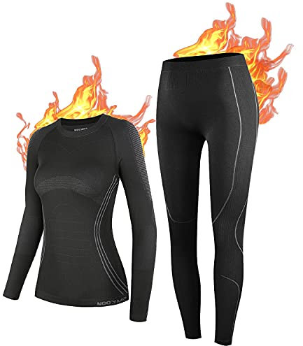 NOOYME Intimo Termico Donna Biancheria Intima Termica Funzionale Donna Pantaloni e Maglia Termica Traspirante Asciugatura Rapida per Sci Corsa Palestra