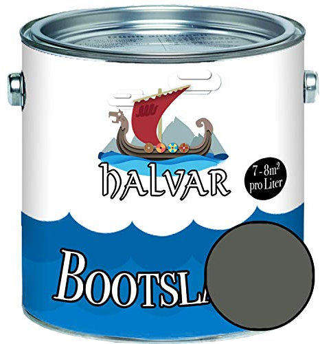 Halvar 2-K SEIDENMATT Yachtlack Grau RAL 7000-7047 Bootslack für GFK/Polyester/Kunststoff 2-Komponenten Lack inkl. Härter (2,5 L, RAL 7010 Zeltgrau)