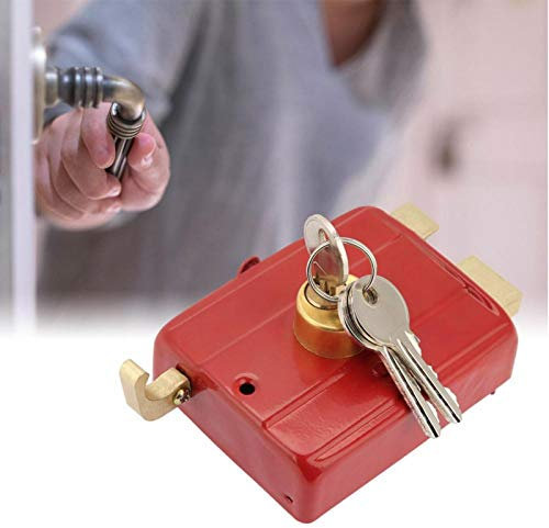 Serrature per cancelli, chiusura notturna impermeabile resistente, antifurto in metallo rosso per porte in ferro Porte a battente verticale Porta in legno