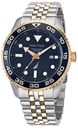 Nautica Orologio da polso da uomo al quarzo casual bracciale e cassa in stainless steel di colore grey display analogico blue - NAPPBF140