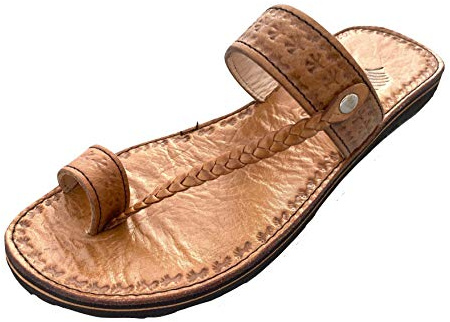 LaRocco Ledersandalen Zehenring Zehentrenner Zehenschlaufe Echtleder Sandalen 17.a.b.w (38, Beige)