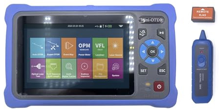 Elfcam® - OTDR per FTTH, 26dB/24dB monomodale 1310nm / 1550nm, portatile 4 in 1 OTDR + VFL+OPM + OLS, OTDR Tester in fibra ottica/riflettometro del dominio ottico, fino a 100 km (ELF-5800)
