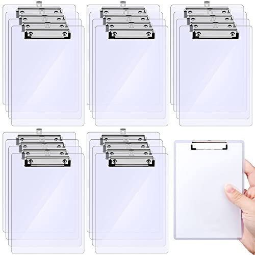Epakh Mini-Klemmbrett, klein, transparent, Kunststoff-Klemmbrett mit niedrigem Profil-Clip für kleine Notizblöcke (10,2 x 15,2 cm), 20 Stück